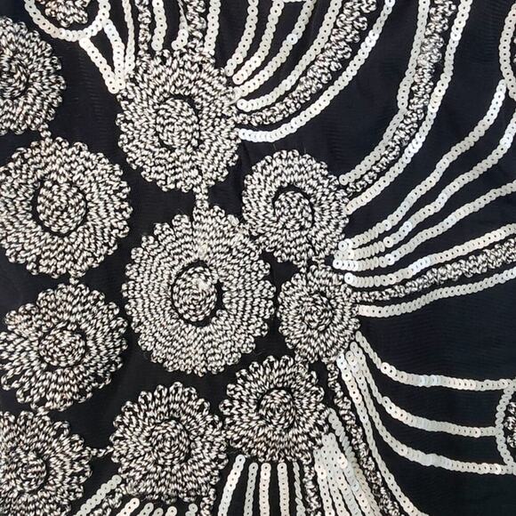 Pretty Angel Black Short Shift Dress Size Medium Silk Embroidered Sequin Vintage - Picture 3 of 4